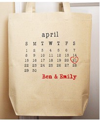 Calender design on bridal Tote bag min 10 pieces 