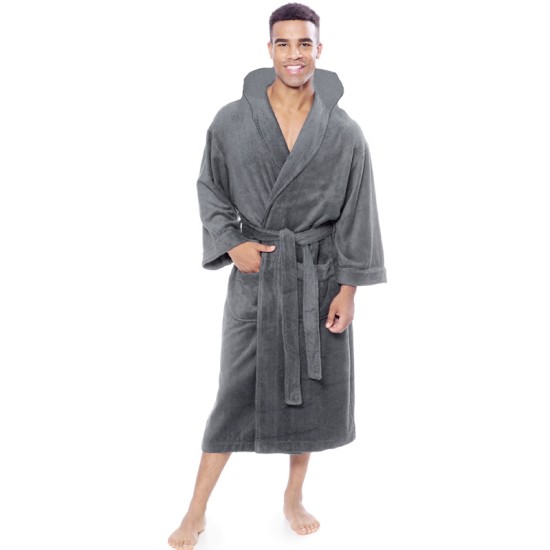 Charcoal Terry Hooded Robe