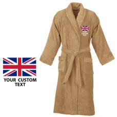 Your country flag and custom text Embroidery logo on bathrobe