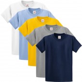 Pack of 5 T Shirts - Navy, Grey, White, Yellow, Sky