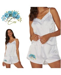 Personalised Trendy Luxurious Night Wear Wedding Dressing Camisole Set for Women in White Colour