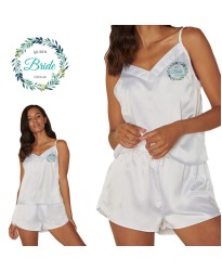 Customized Bathrobe Ideas for women Night Wear Satin Camisole Set for Ladies in White Colour