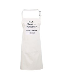 Custom eat, drink and be married apron