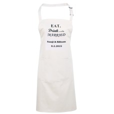 Custom eat, drink and be married apron