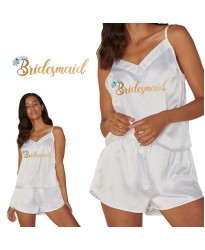 Personalized Bridesmaid Satin Camisole Set for Bride and Maid of Honors for Bridal Party