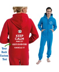 Personalised  Football Onesies keep calm and your BACK text play name printed
