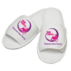 Personalised Hen Party custom text embroidery on slippers 