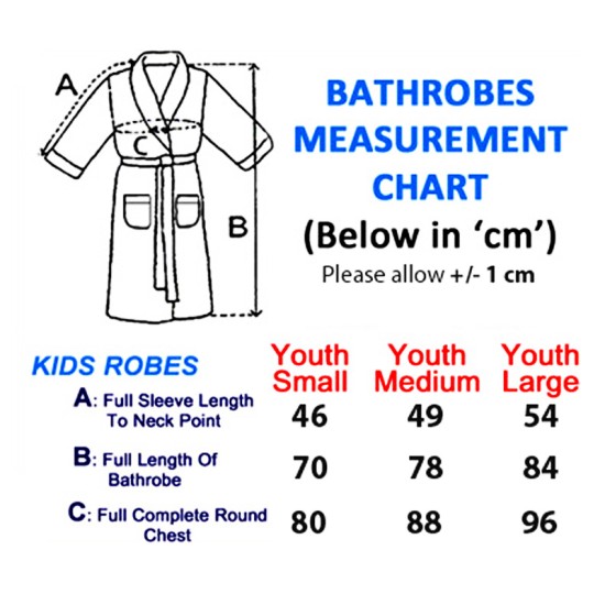 Bathrobe Size Chart