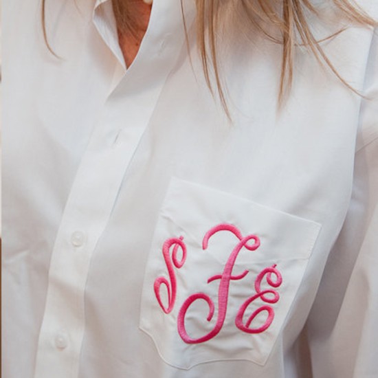 Monogrammed &Sleeve cuff embroidery Oversized Shirts