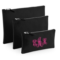 Custom monogram Embroidery on cotton purse bag