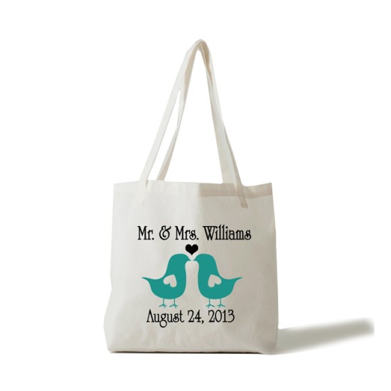 Bridal Mr and Mrs bird theme tote bag 