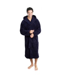 Cotton Terry Navy Hooded Robe