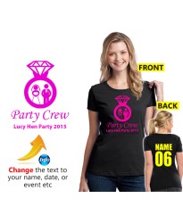 Hen party personalised party crew T shirt with wedding ring