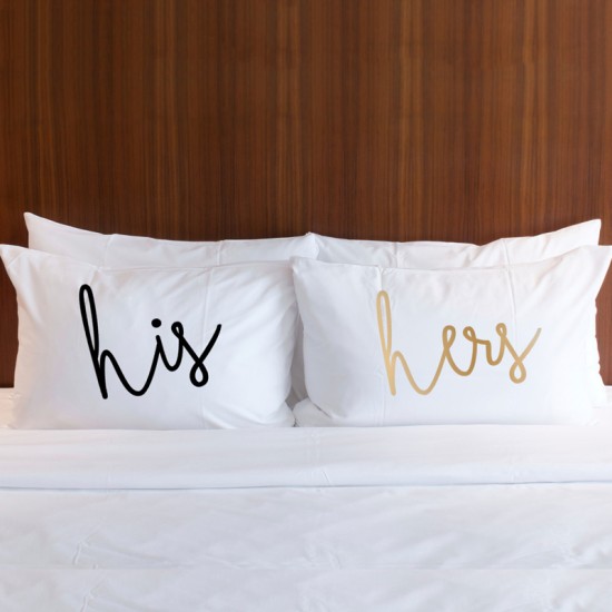 Personalised stylish HIS & HER printed pillowcase (A set of 2 pillowcovers)