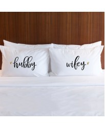 Personalised HUBBY WIFEY printed pillowcase (A set of 2 pillowcovers)