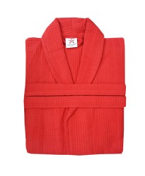 Red Waffle weave Bathrobe