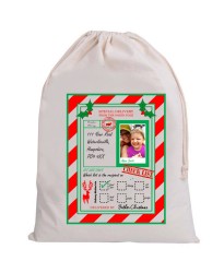 Personalised Santa Child Photo and your address on Christmas sack Personalised Santa Child Photo and your address on Christmas sack