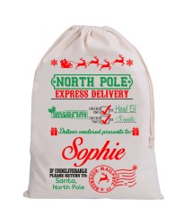 Personalised Santa Sack NORTH POLE EXPRESS service Personalised Santa Sack NORTH POLE EXPRESS service