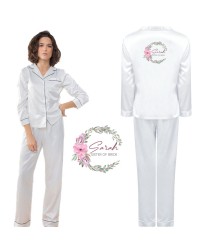 Personalised Classic and Comfortable Night Wear Pyjama Set For Brides for Bridal Party in White Colour