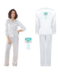 Personalized Bride's Satin Pyjama Set with Your Name and Role with White Floral Design for Wedding Party