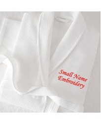 A Waffle Custom TEXT FRONT name Embroidery bathrobe