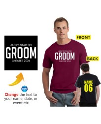 Personlised Groom Stag Do Custom Year Name & Place Bachelor Party Adult Printed T-Shirts 