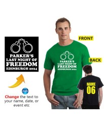 Last Night Of Freedom Personalised Text Name & Destination Year Stag Do Groom's Crew Adult Printed T-Shirts 