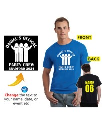 Official Party Crew Personalised Name Stag Weekend Bachelor Party Team Groom Printed Adult Tee 