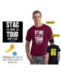 Personlised Stag on Tour Custom Text Name Place & Year Team Groom Adult Printed Tee