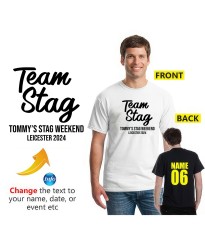 Team Stag Custom Name Year & Destination Groom’s Gang Stag Weekend Adult Printed T-Shirts 