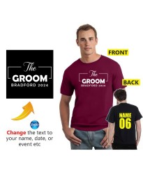 The Groom Personalised Destination & Year Stag Weekend Bachelorhood Printed Adult T-Shirt 
