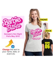 Hen Night T Shirt Barbie Babes with your custom text