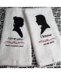 Personalised Set of 2 Towels Leia and Han I love you