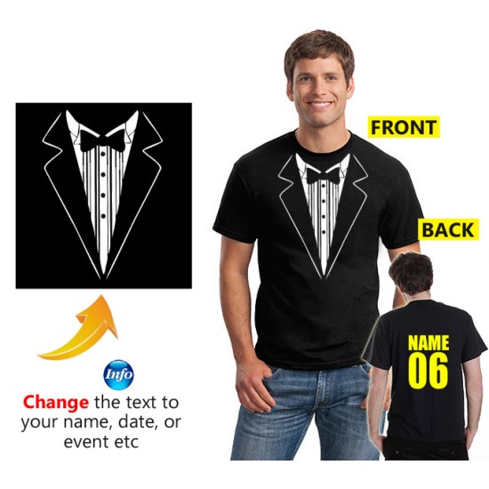 Tuxedo T Shirt suit Printed for Stag Night