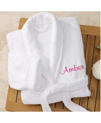 A Deluxe Terry cotton with custom TEXT Embroidery bathrobe