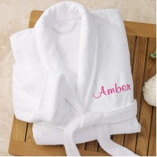A Deluxe Terry cotton with custom TEXT Embroidery bathrobe