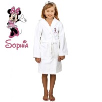 Black Mouse Cartoon Design & Custom Name Embroidery on Kids Hooded Bathrobe