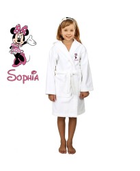 Black Mouse Cartoon Design & Custom Name Embroidery on Kids Hooded Bathrobe